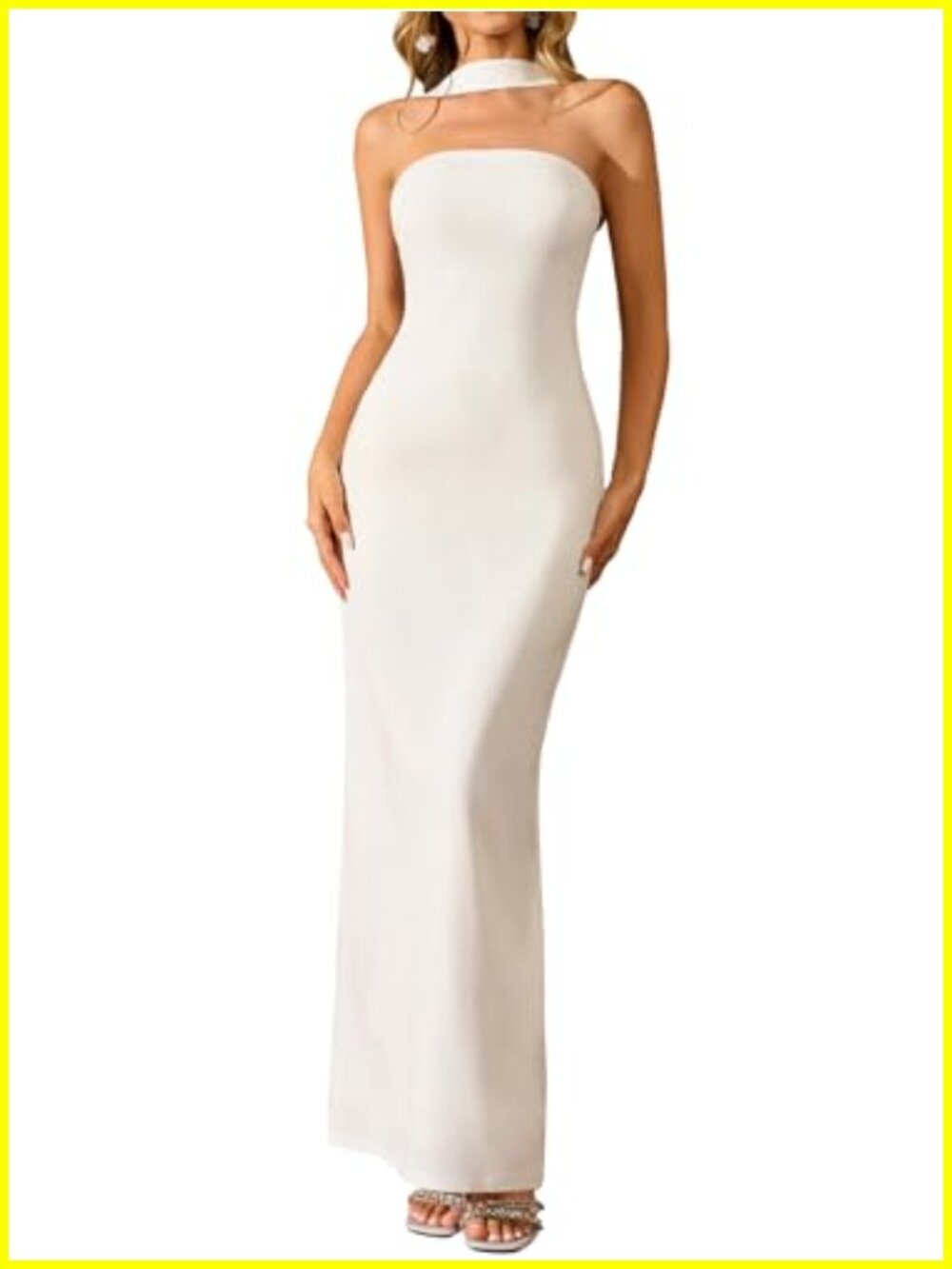 Elegant Women Formal Wedding Guest Cocktail Bodycon Maxi Dress Halter Backless
